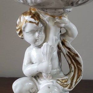 Vintage Napcoware Tuscany Alabastro National Potteries Co. Cherub Figurine Planter image 3