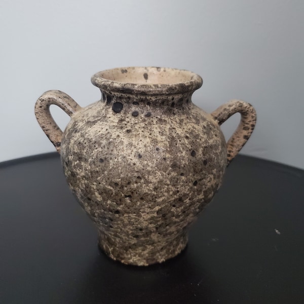Vintage Italy Bitossi Raymor Art Pottery Alvino Bagni Style Handled Lava Vase