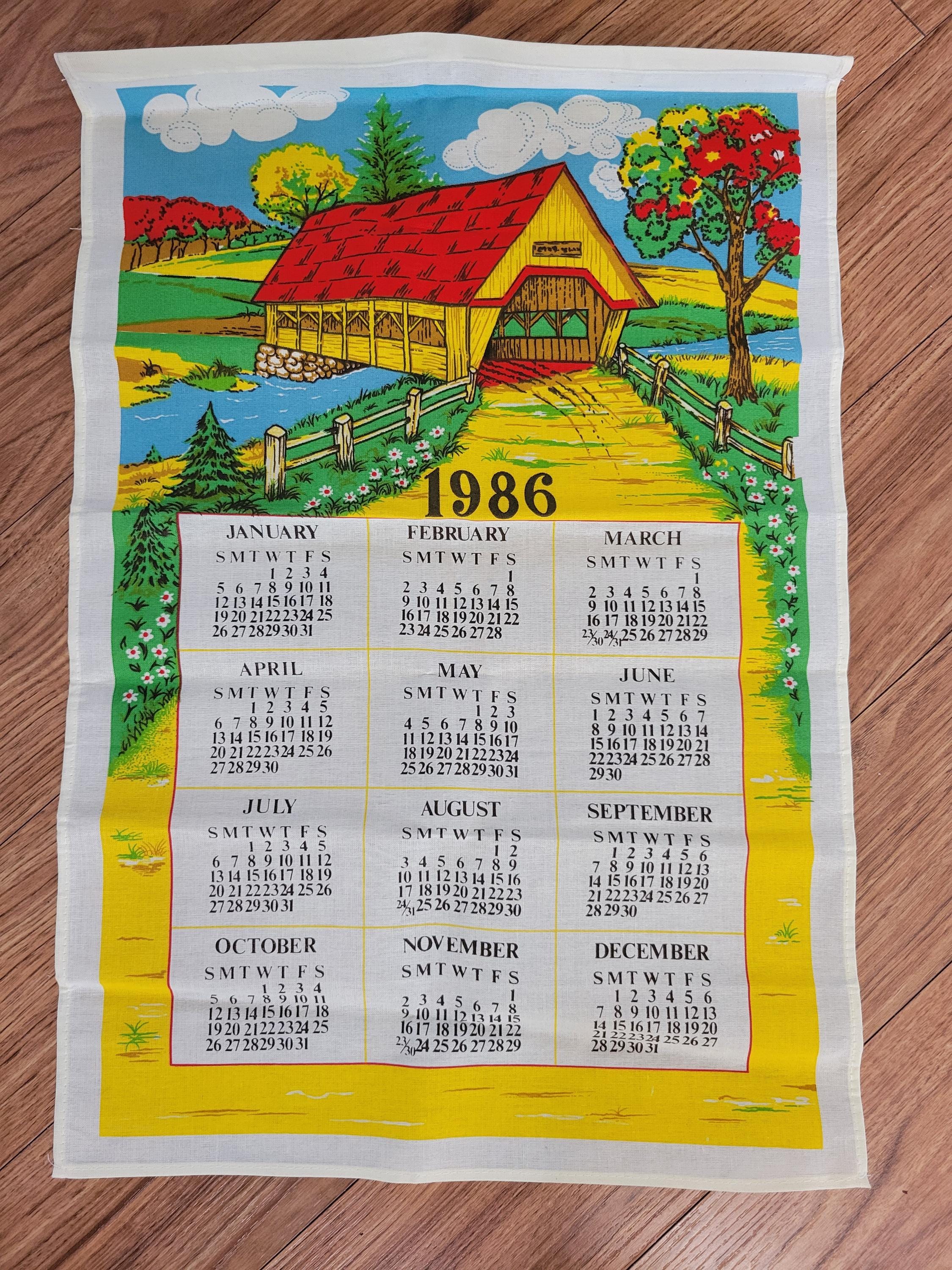 Vintage 1986 Fabric Calendar - Etsy