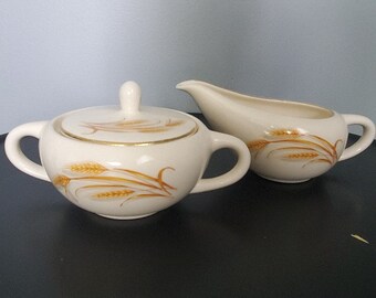 Vintage Wheat Sugar and Creamer Set