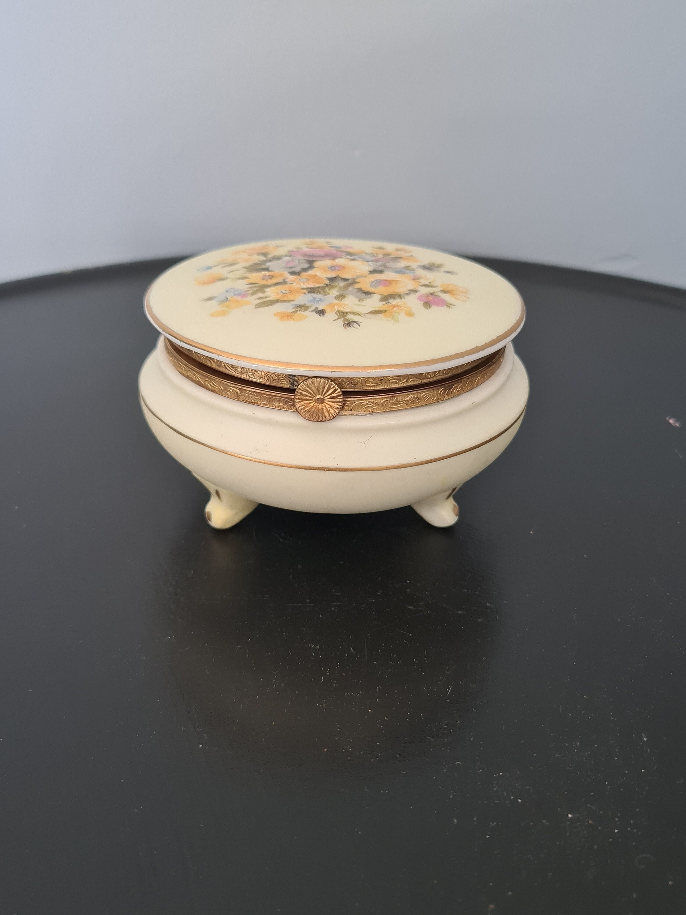 Vintage Andrea by Sadek Floral Trinket Box - Etsy