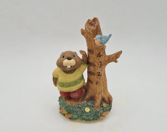 Figura de castor con tabla de crecimiento Vintage Tender Touches de 1991