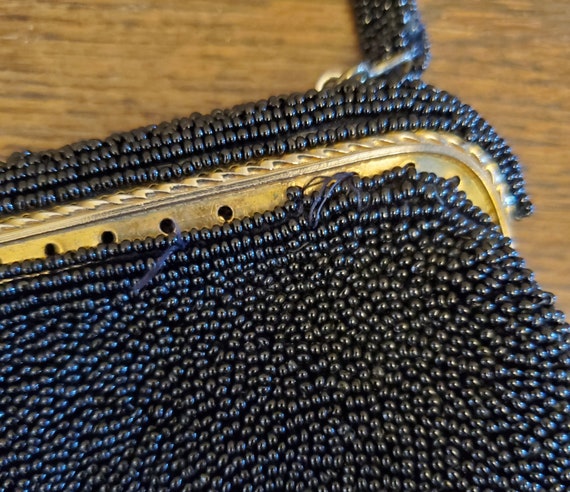 Vintage Black Beaded Handbag - image 4