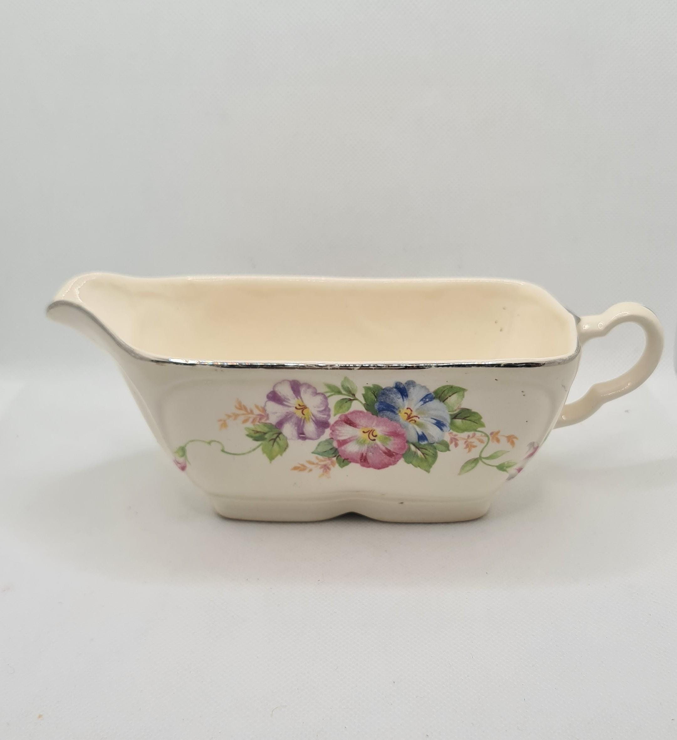 Vintage Edwin M. Knowles Floral Gravy Boat - Etsy