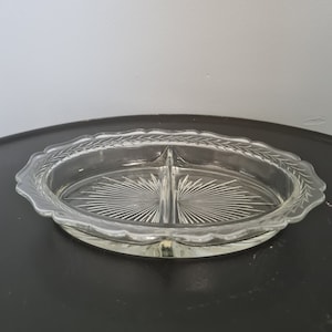 Vintage Clear Glass Divided Relish Dish