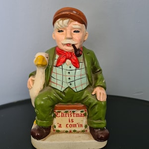 WDW Bank - Christmas is A Coming - Man with Goose - Collectible Bank - Wyatt Dunagan Williams - Made in Japan