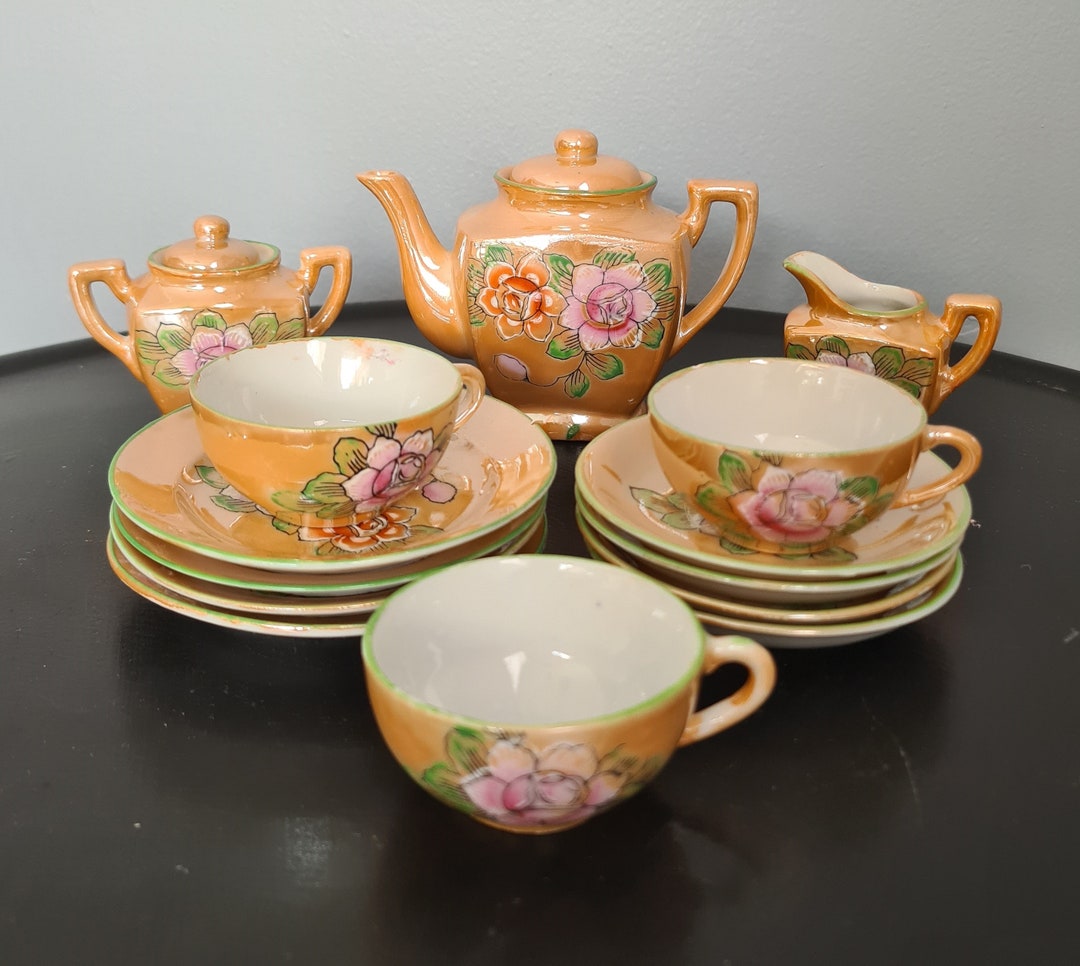 Vintage Miniature Children's Lusterware Tea Set Etsy