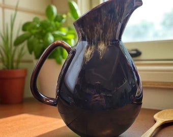 Vintage Brown Drip Glaze Pitcher