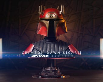 Crimson Dawn Sicarii Mandalorian Helmet – Fully Finished Hand-Painted Cosplay Helmet – Star Wars Style Display Prop