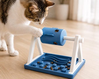 Interaktiver Leckerlispender, Leckerlispender für Katzen, Slow Feeder Puzzle für Innenkatzen, Puzzle Feeder, 3D gedrucktes Katzenspielzeug