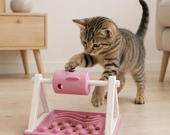 Interactive Cat Treat Puzzle Toy, Slow Feeder for Indoor Cats, Cat Enrichment Toy, Puzzle Feeder, 3D Printed Cat Toy