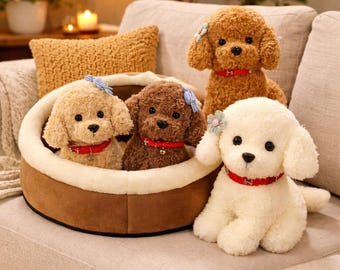 Realistic Poodle Plush Toy: Handmade Teddy Dog Stuffed Animal, Lifelike Puppy Decor