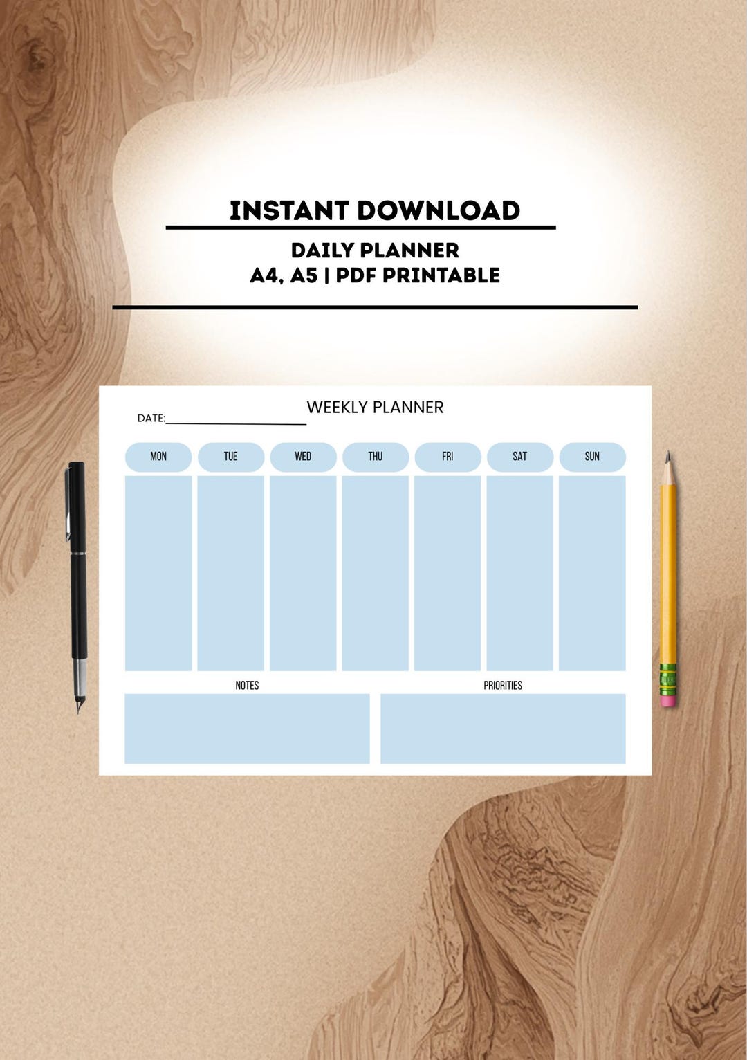 Minimalist Weekly Planner Printable | A4, A5 PDF | Daily Schedule ...