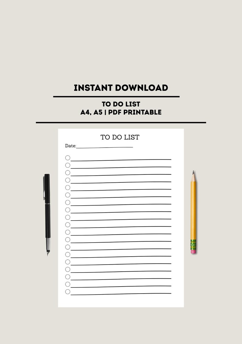 Minimalist Daily to Do List Printable | Productivity Checklist Planner ...