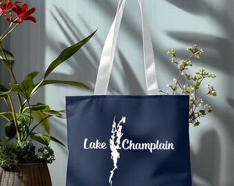 Lake Champlain Tote Bag - Printed on Front/Back with 3 Size Options (13"-16"-18")