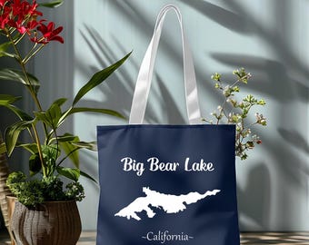 Big Bear Lake Tote Bag - Printed on Front/Back with 3 Size Options (13"-16"-18")