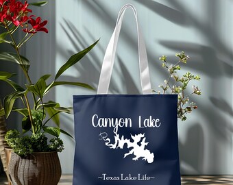 Canyon Lake Tote Bag - Printed on Front/Back with 3 Size Options (13"-16"-18")