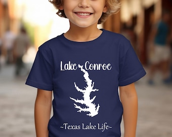 Camiseta juvenil del lago Conroe - Camiseta ultrasuave - Vida en los lagos de Texas