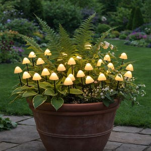 Set di luci solari da giardino a forma di fungo - 10 luci a LED impermeabili a forma di fungo per decorazioni da patio, prato e giardino