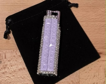 Cute Sparkling Purple Bling Windproof Torch Metal Lighter