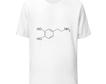Structure moléculaire de la dopamine | T-shirt molécule de récompense | t-shirt de neurosciences de Zazzle.be Liste d'envies Vous avez des idées ? Cadeau scientifique