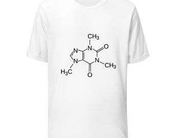 Structure de la molécule de caféine | -shirt Chimie | Cadeau de nerd scientifique | T-shirt amateur de café