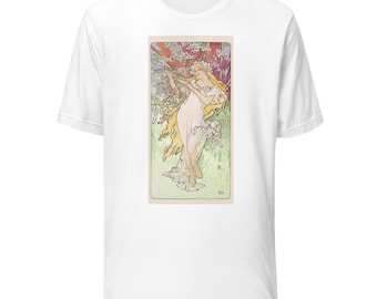 -shirt Mucha Les saisons printemps 1896 | affiche vintage Art nouveau | Cadeau beaux-arts