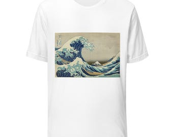 -shirt Grande vague de Hokusai au large de Kanagawa | T-shirt d'art japonais de gravure sur bois | Cadeau imprimé Ukiyo-e