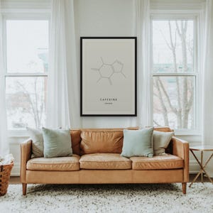 Caffeine Molecule Print, Chemistry Wall Art, Coffee Lover Gift, Science Poster, Molecular Structure Art, Ready to Hang Framed Canvas
