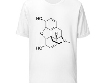 Structure de la molécule de morphine | Chemise de chimie des opioïdes | T-shirt sciences pharmacologiques