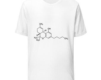 Structure moléculaire du THC | Chemise Chimie du cannabis | T-shirt scientifique 420 | Cadeau pour amateur de mauvaises herbes