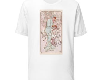 -shirt Mucha The Seasons Winter 1896 | affiche vintage Art nouveau | Cadeau beaux-arts