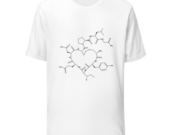 Oxytocin Heart Molecule Love Hormone Chemistry Valentine Science T-Shirt