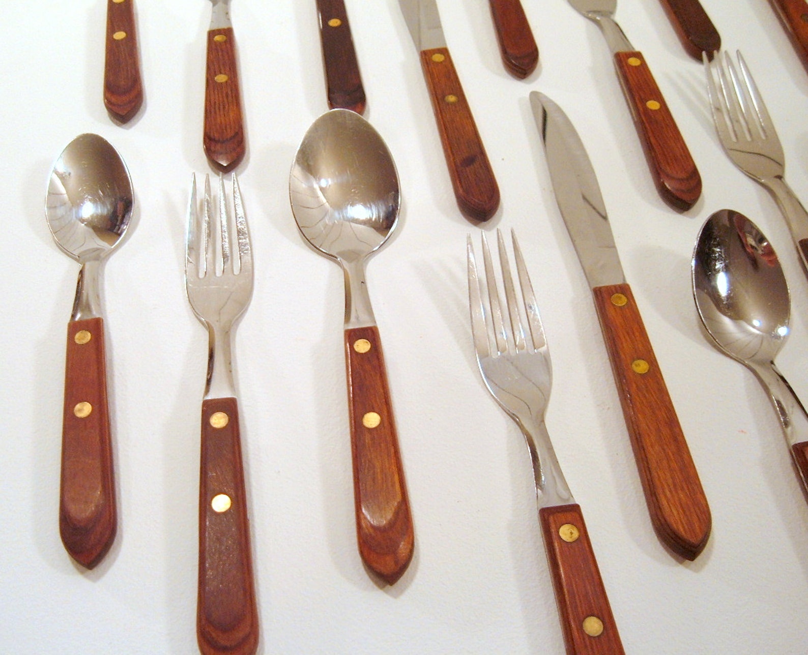 36pc Washington Flatware Set Wood Handle Stainless Etsy