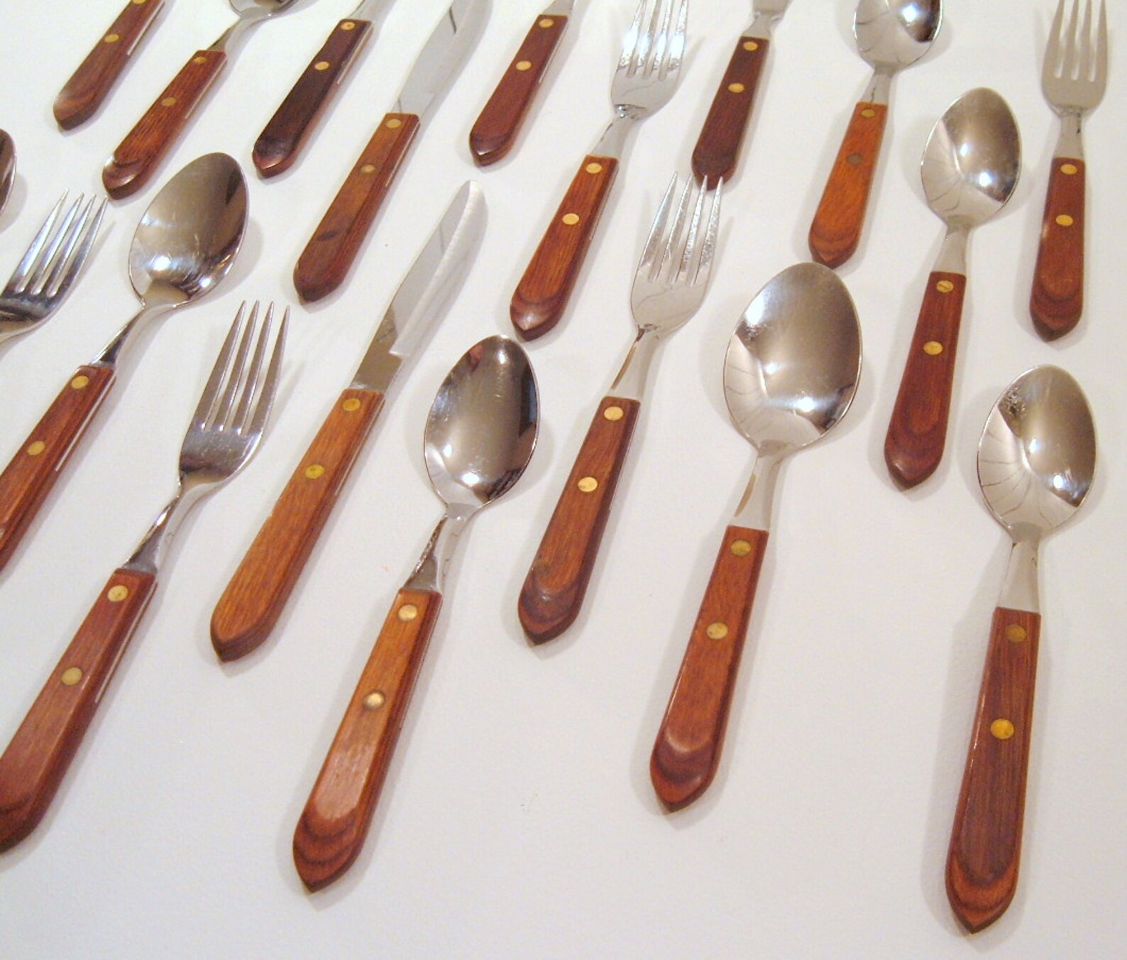 36pc Washington Flatware Set Wood Handle Stainless Etsy