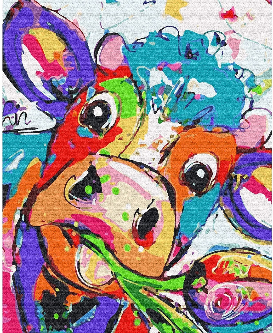 Curious Cow Paint by Number Kit Colorful 16x20 Canvas Acrylic Etsy
