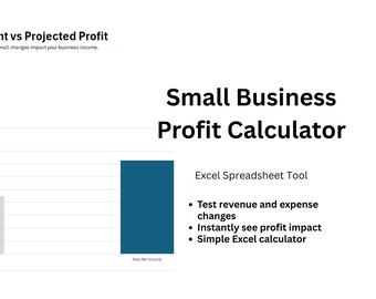 Small Business Profit Calculator Spreadsheet | Excel Finance Template | Revenue & Expense Scenario Planner | Profit Projection Tool