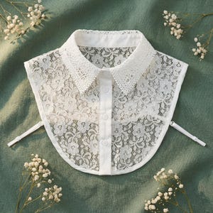 Cuello falso desmontable para mujer, pechera extraíble, encaje floral hueco, estilo Cottagecore Dark Academia