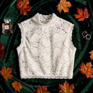 Cuello falso desmontable para mujer / Inserción de encaje floral / Decoración de suéter / Regalo de verano estilo cottagecore para ella