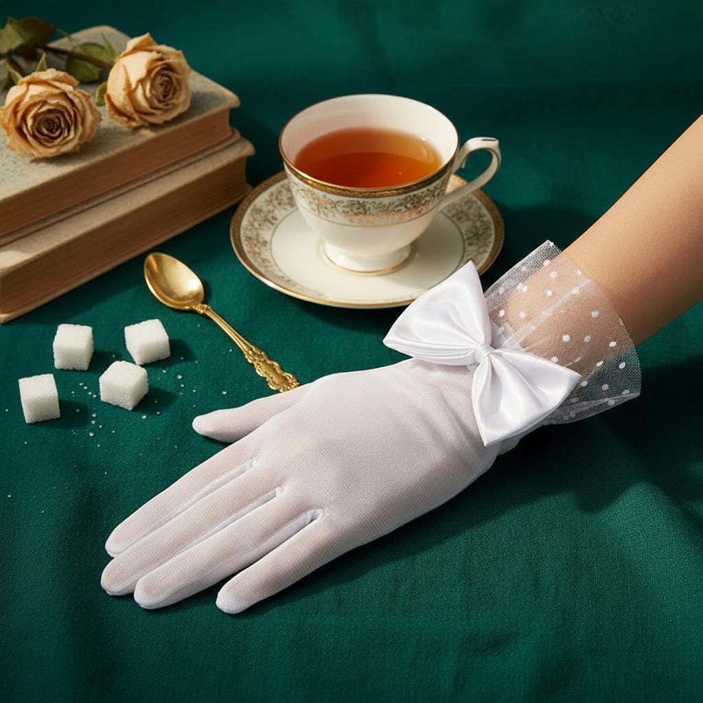 Bencailor Vrouwen Kant Handschoenen Bruiloft Thee Party Handschoenen Boog Korte Mitten Elegante Accessoires Voor 1920 Opera Begrafenis, Kant Zwart, Eén Maat