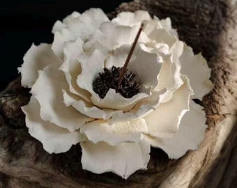 Handmade Ceramic Peony Incense Holder, Home décor & Fragrance Diffuser