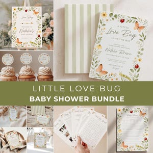 Love Bug Baby Shower Bundle, Little Love Bug Invitation, Printable Baby Shower Games, Whimsical Garden Theme (Digital Download)