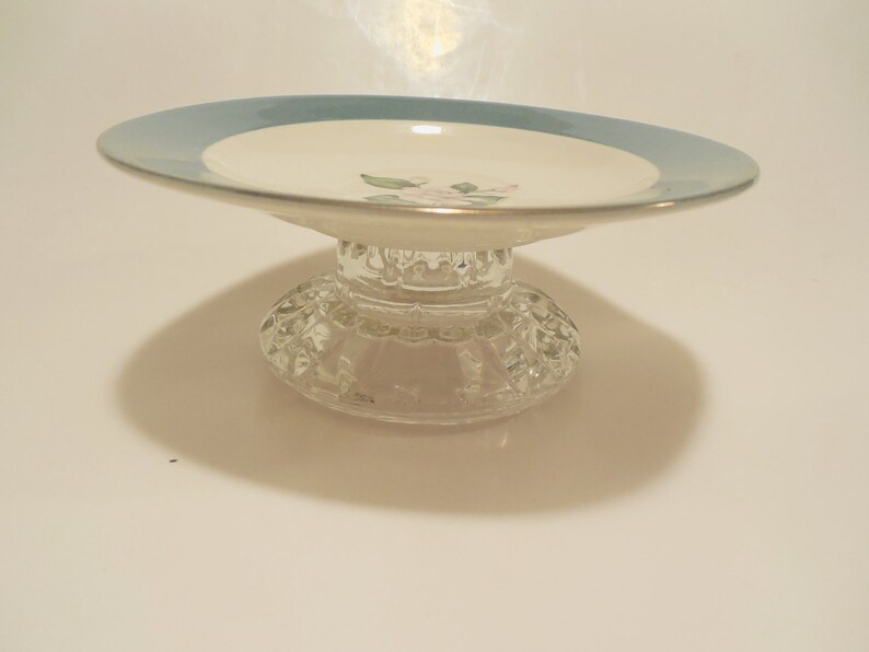 made from vintage China Cute Mini Cake Free Shipping Cupcake or Cookie Plate on a pedestal