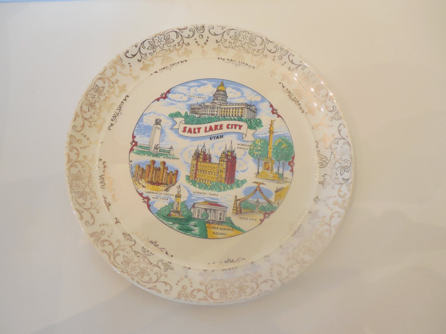 Salt Lake City Utah Souvenir China Collector Plate FREE Etsy