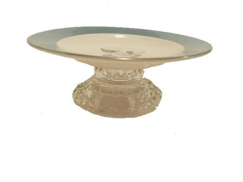 made from vintage China Cute Mini Cake Free Shipping Cupcake or Cookie Plate on a pedestal