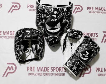 Customized Black Genger Boxing Sparring Set Professional Boxing Gloves Head & Groin Guard Training Kits