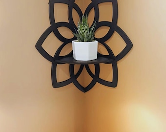 Blumenform Eckregal • Holz Floating Wandregal • Boho Wohnkultur Lagerung