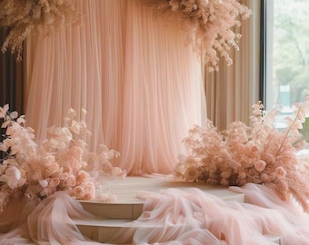 Cortina de gasa de malla para fondo • Cortinas fotográficas sin arrugas • Decoración para bodas y fiestas
