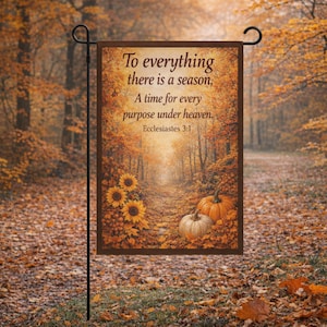 Eclesiastés 3:1 Bandera de jardín de otoño con calabazas y girasoles / Bandera de casa de otoño