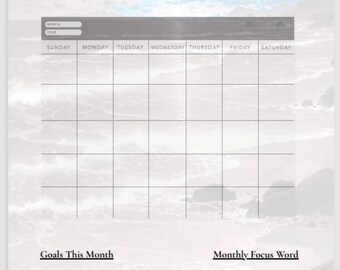 Printable Monthly Planner-Undated PDF-Instant Digital Download-Minimalist Design